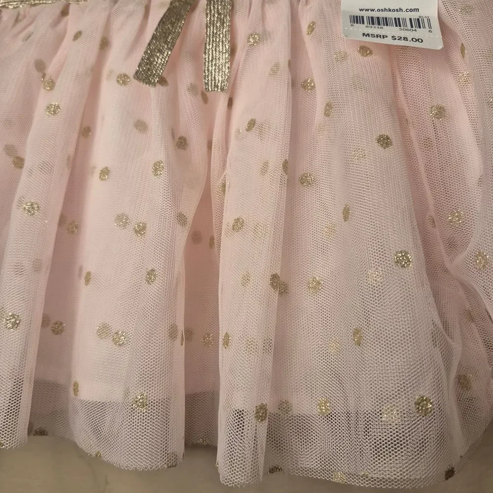 OshKosh B'gosh Light Pink Tulle Skirt with Gold Dots